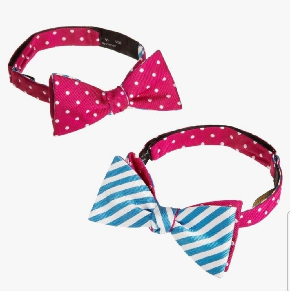 Polka-dot and Striped Reversible Bowtie - Picture 5 of 5